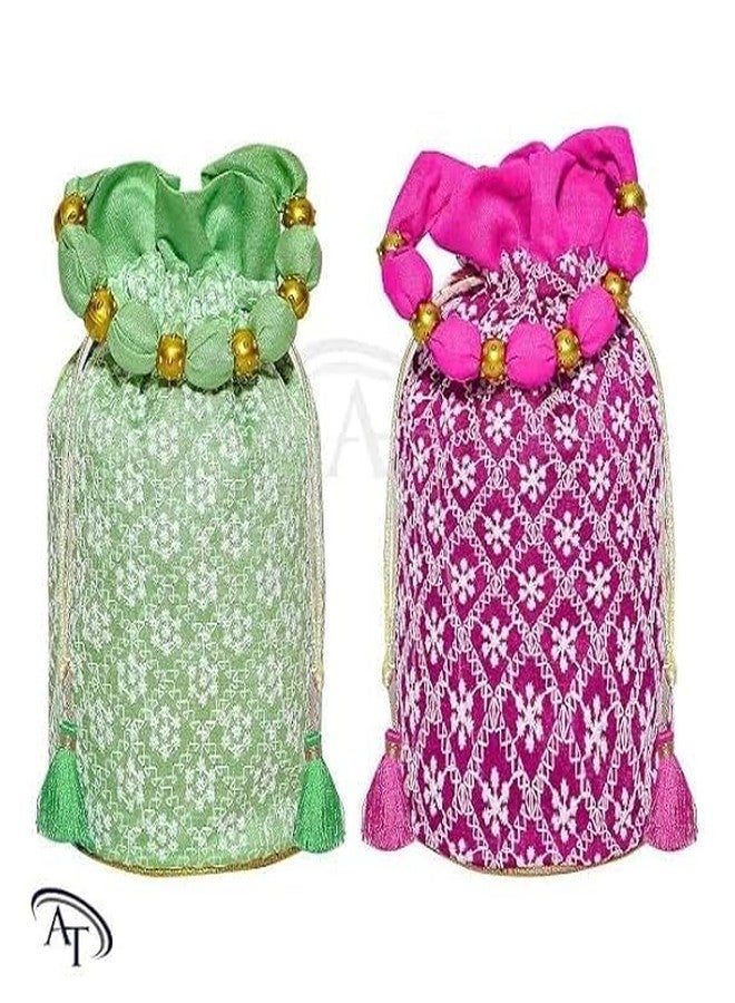 Ankit Traders Floral Potli Batwa Bag for Women (Set of 9) multicolor - Image 2